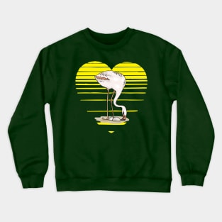 Flamingo lady love silhouette, sunset heart. Flamingo lover gift Crewneck Sweatshirt